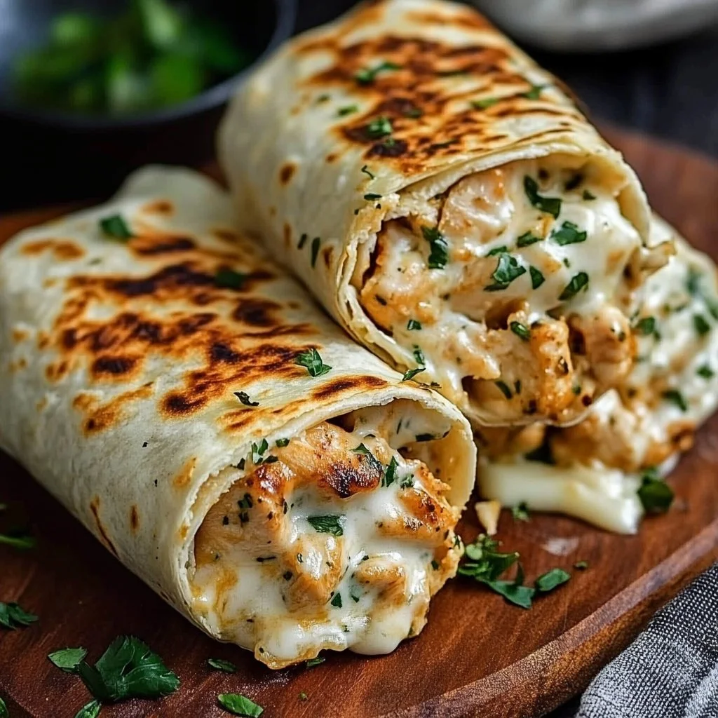 Cheesy Garlic Chicken Wraps