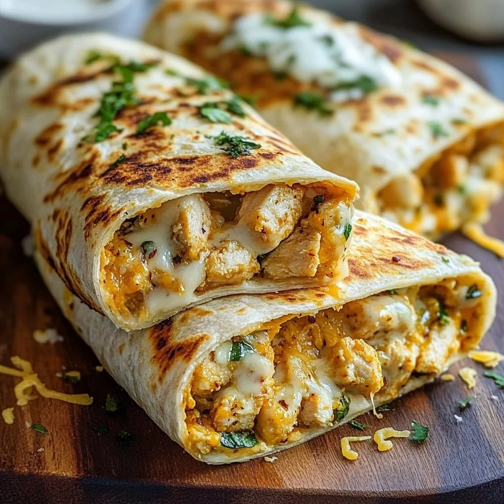 Cheesy Garlic Chicken Wraps