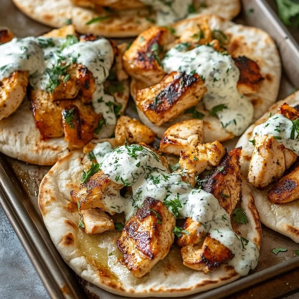 Sheet Pan Chicken Pitas with Herby Ranch Recipe