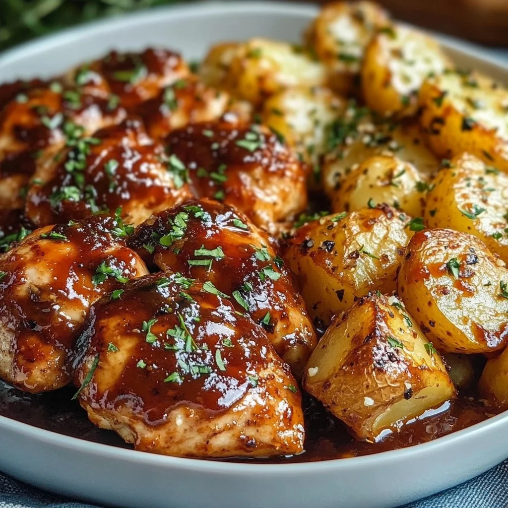 Honey BBQ Chicken with Garlic Parmesan Potatoes