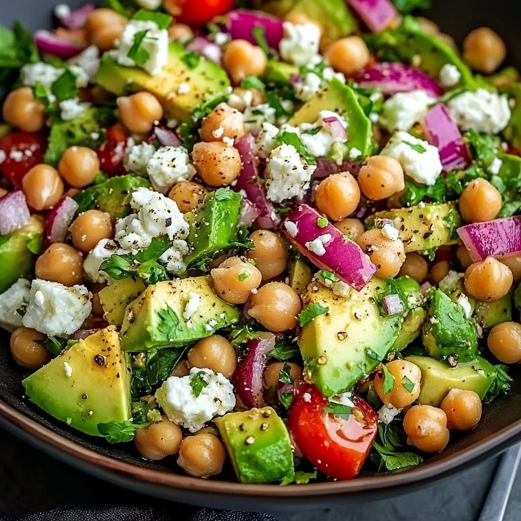 Chickpea Feta Avocado Salad