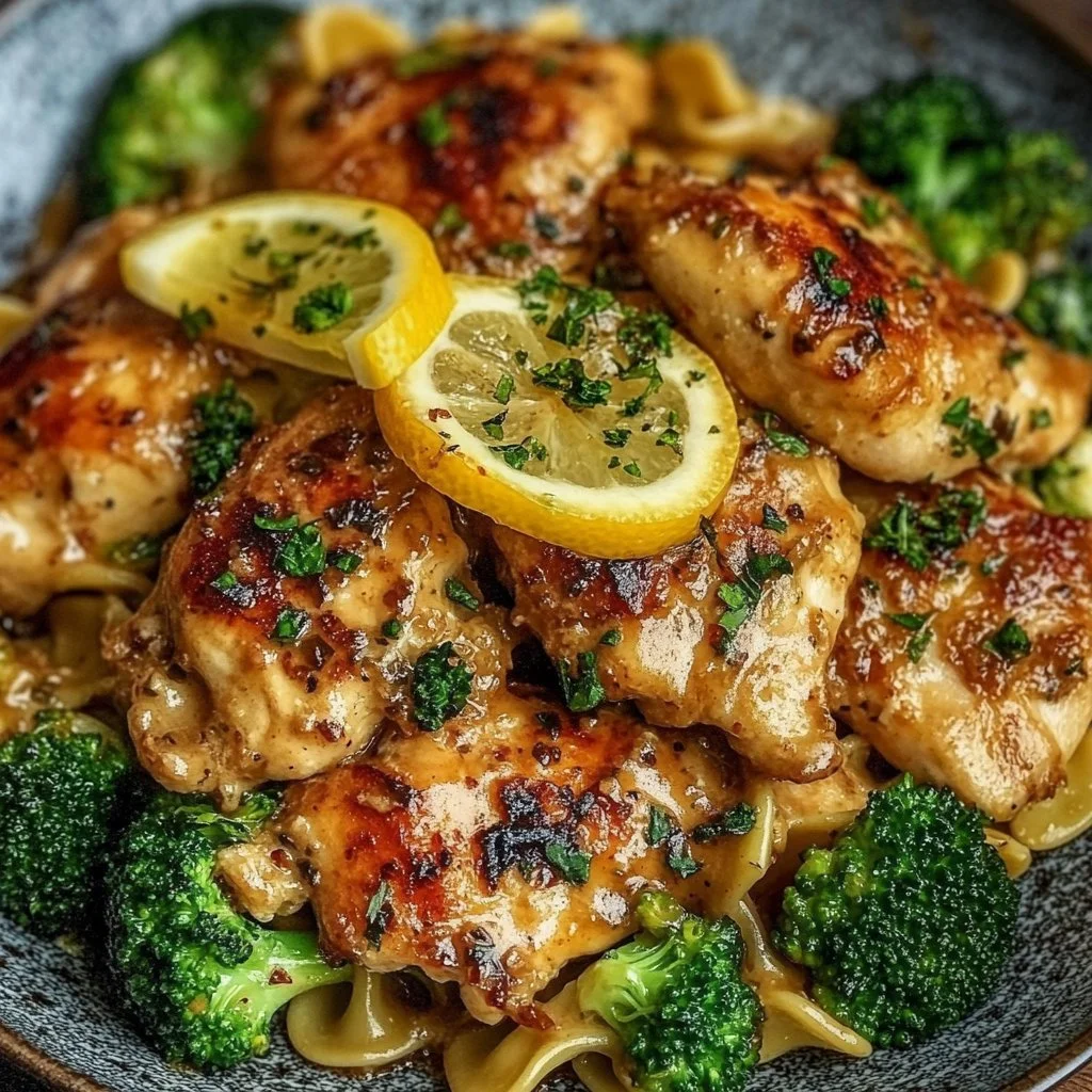 Cowboy Butter Lemon Bowtie Chicken with Broccoli