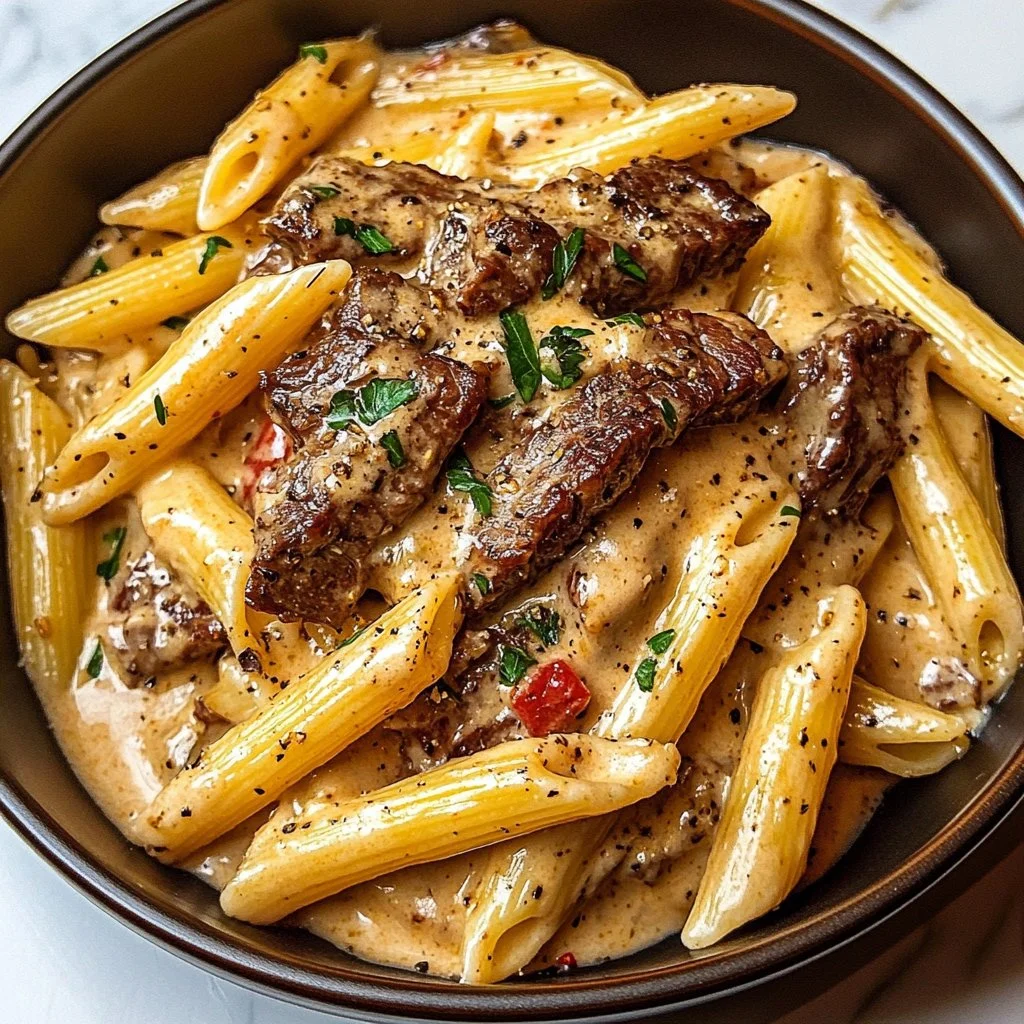 Creamy Cajun Steak Penne Pasta