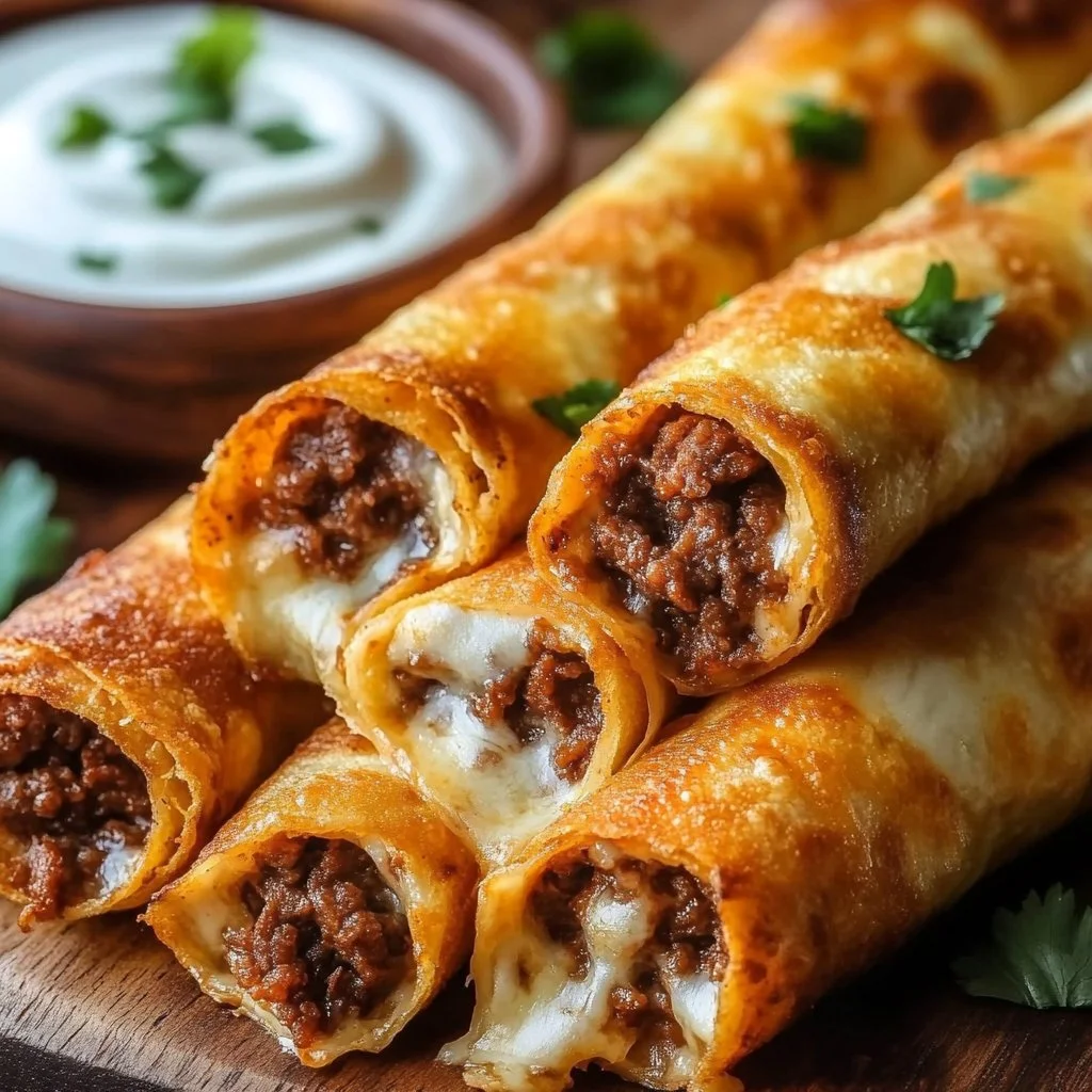 Crispy Cheesy Beef Taquitos