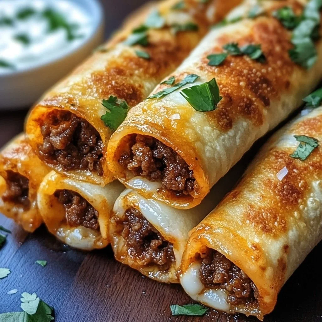 Crispy Cheesy Beef Taquitos
