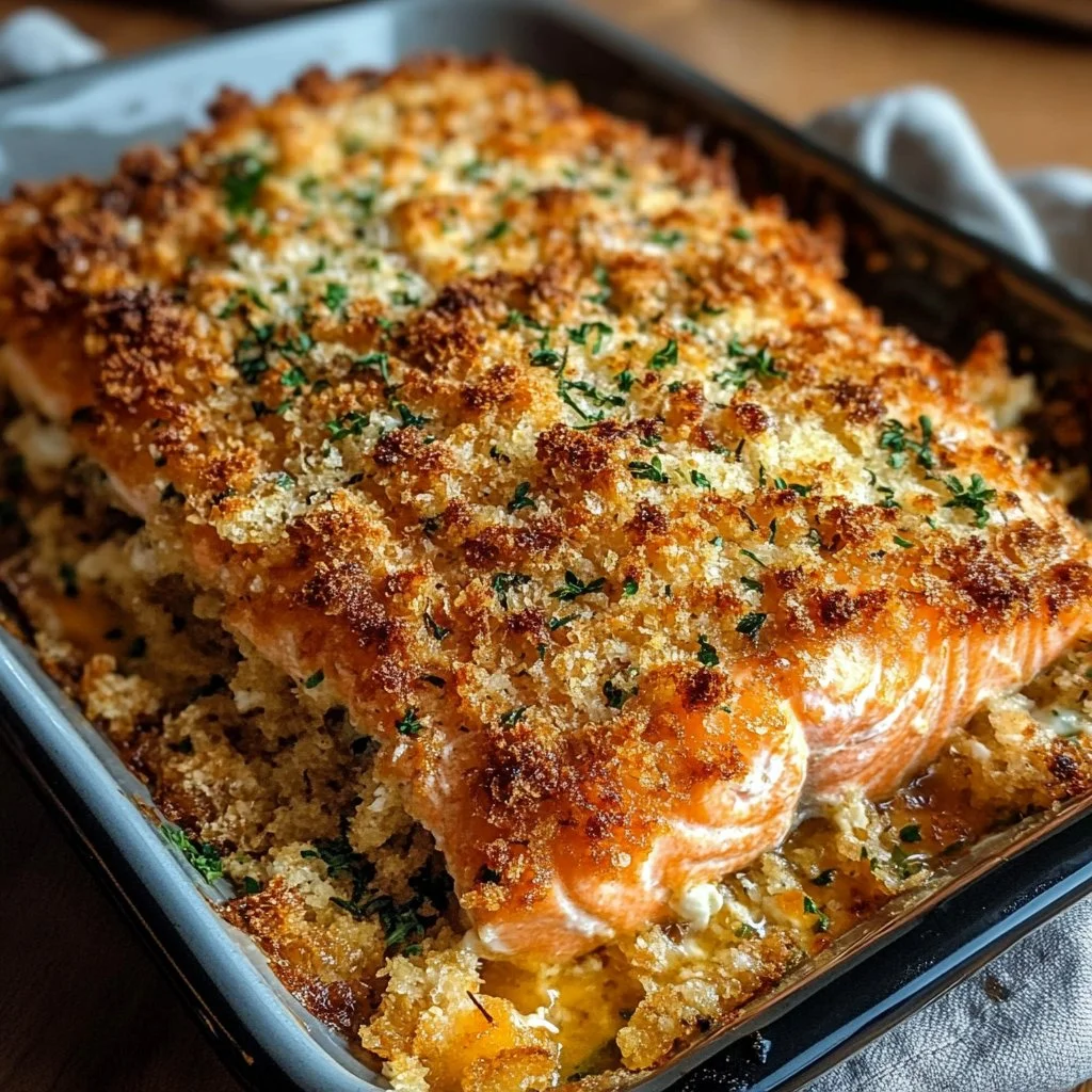 Crispy Parmesan Salmon Bake