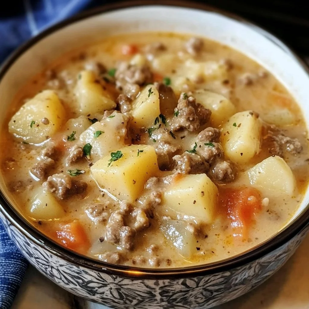 Crockpot Creamy Potato & Hamburger Soup