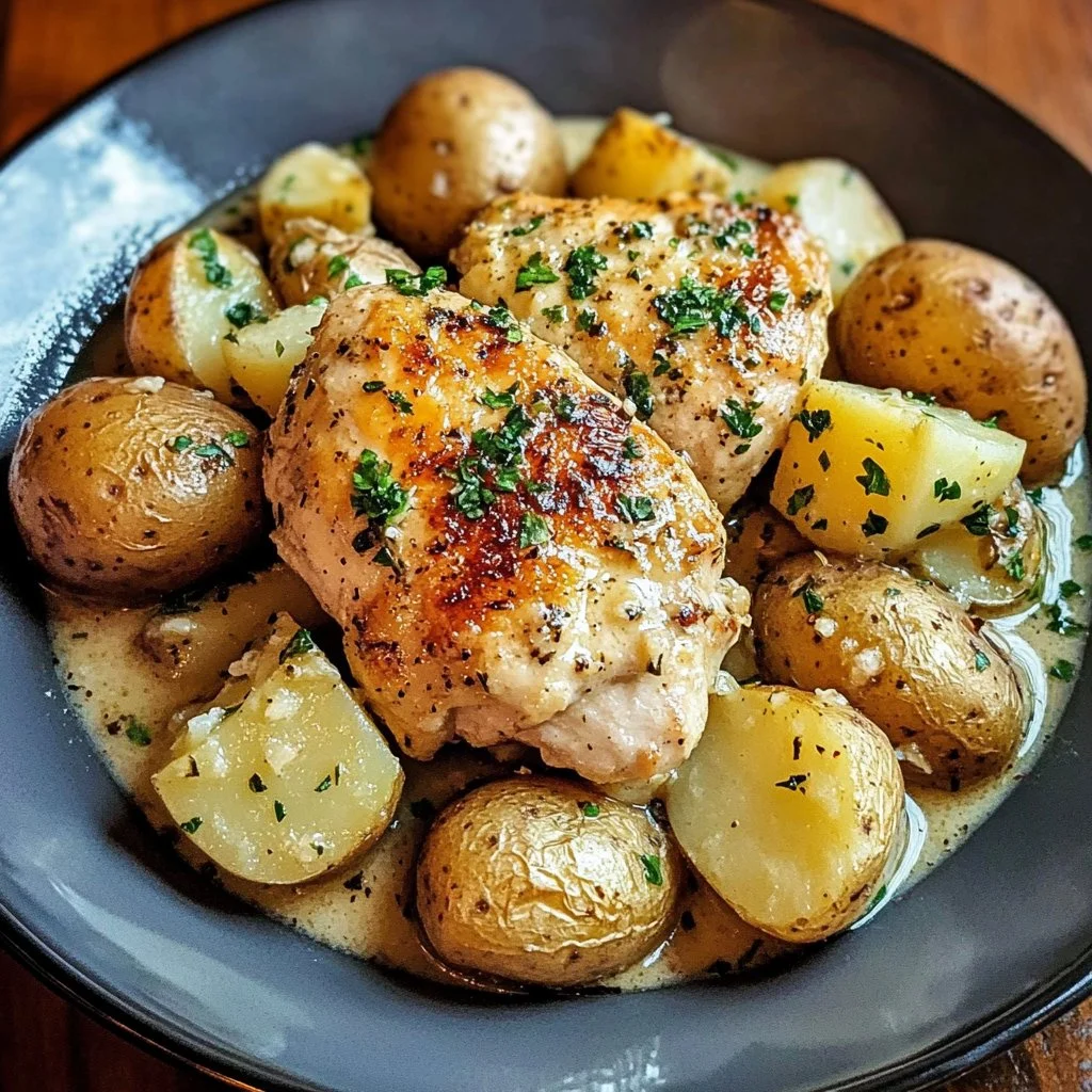 Crockpot Garlic Parmesan Chicken and Potatoes