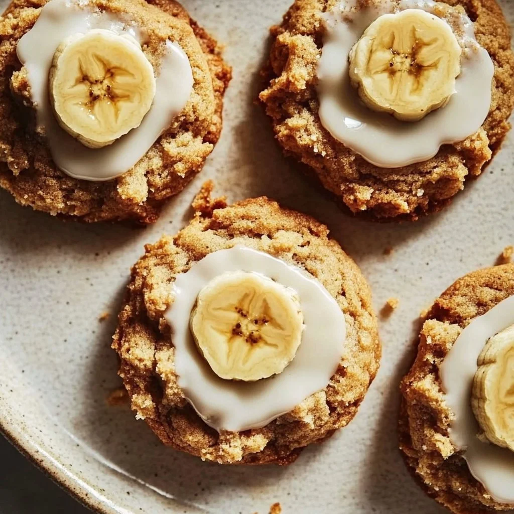 Crumbl Banana Bread Cookies with Cream Cheese Glaze