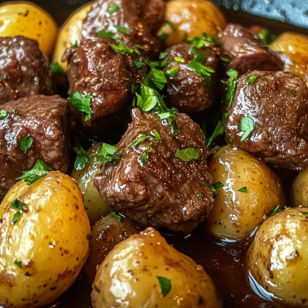 Garlic Butter Beef Bites with Potatoes