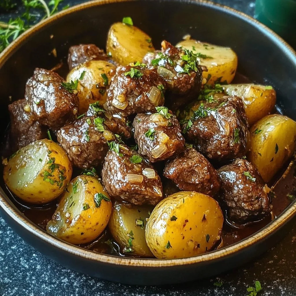 Garlic Butter Beef Bites with Potatoes