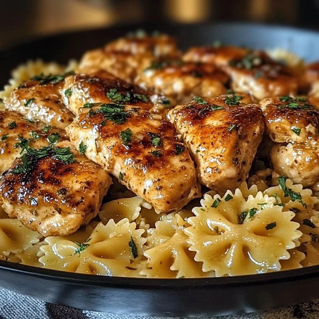Garlic Butter Chicken with Bowtie Pasta