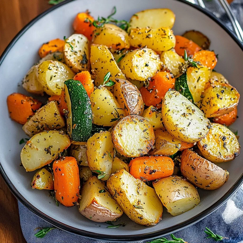 Garlic Herb Roasted Potatoes, Carrots, and Zucchini