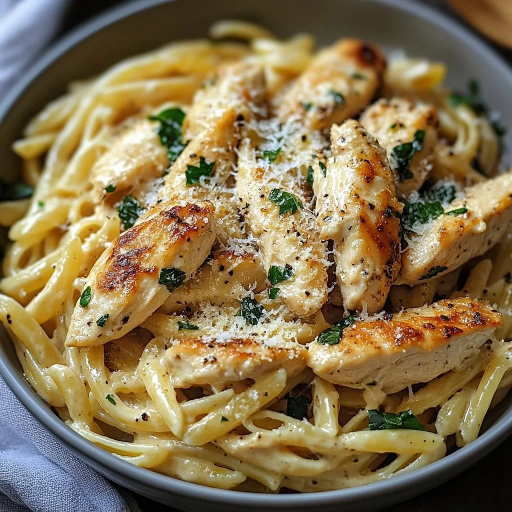 Healthy Garlic Parmesan Chicken Pasta