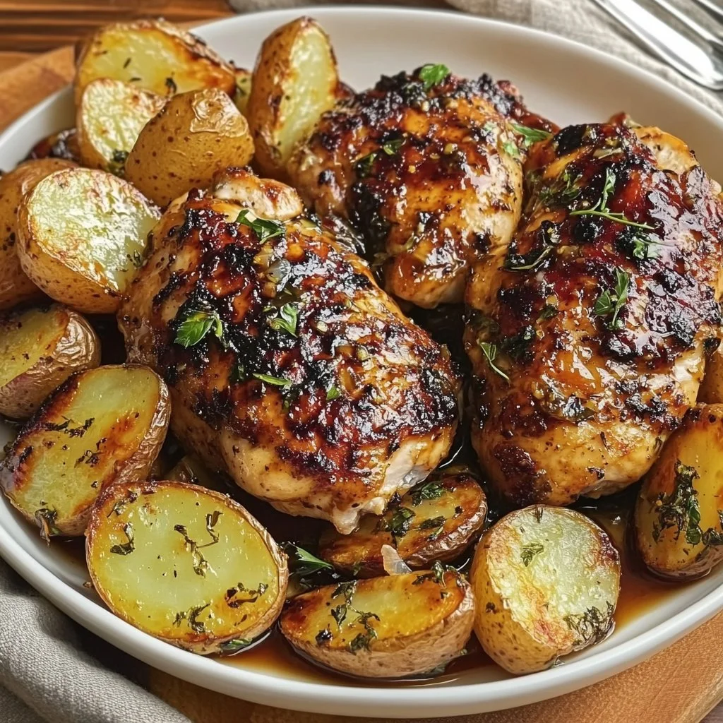 Lemon Balsamic Chicken with Roasted Potatoes