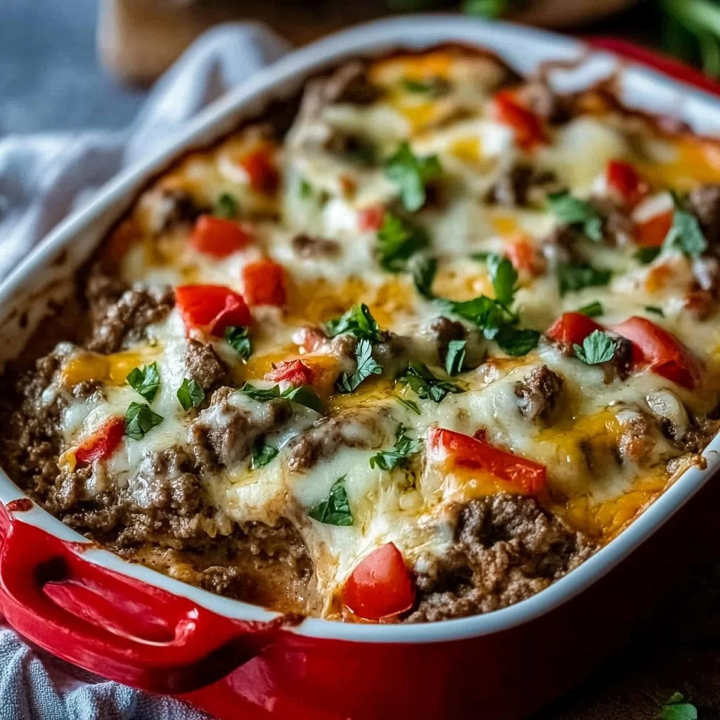 Low Carb Philly Cheesesteak Casserole