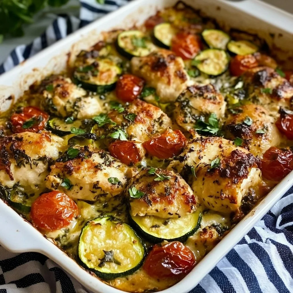 Mediterranean Chicken Zucchini Bake