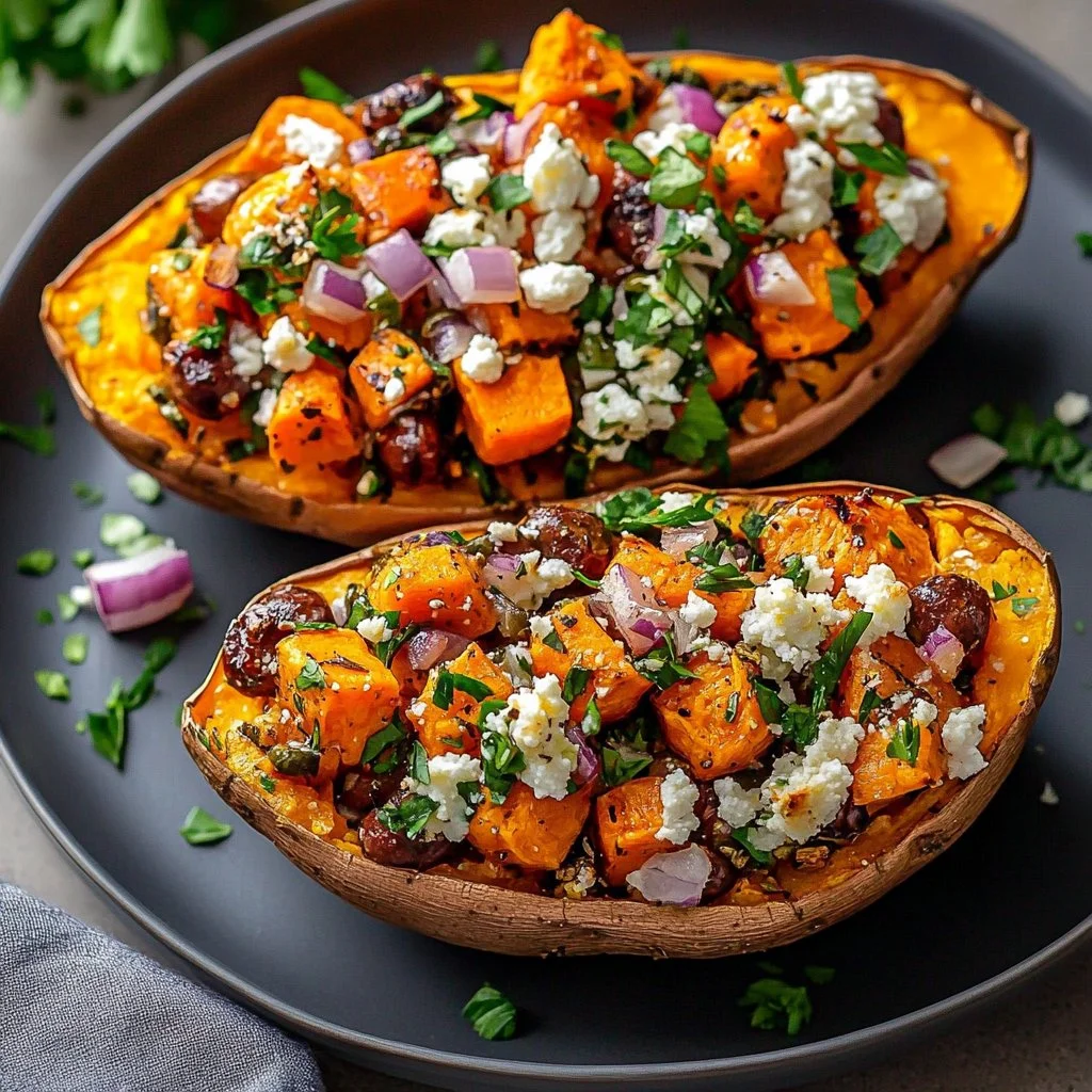 Mediterranean Stuffed Sweet Potatoes