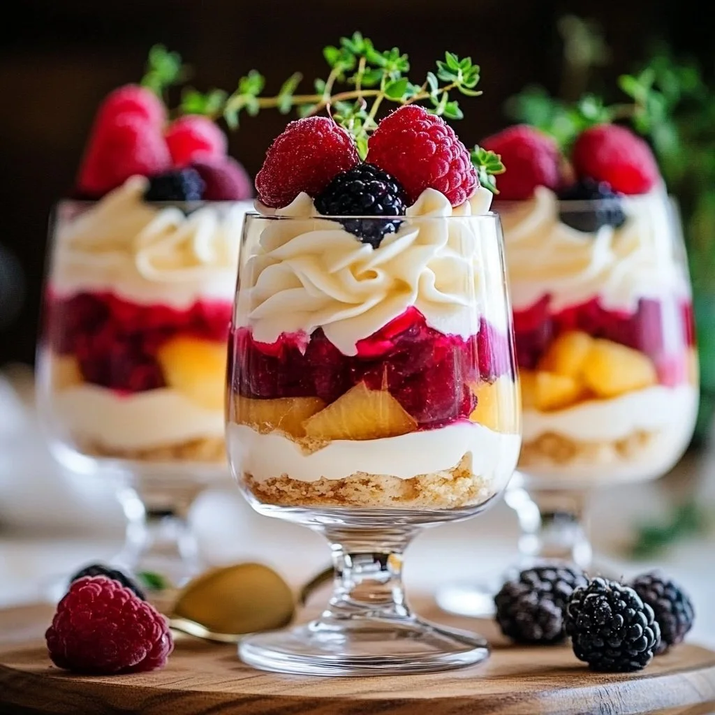 Mini Trifles with Fresh Fruits and Cream