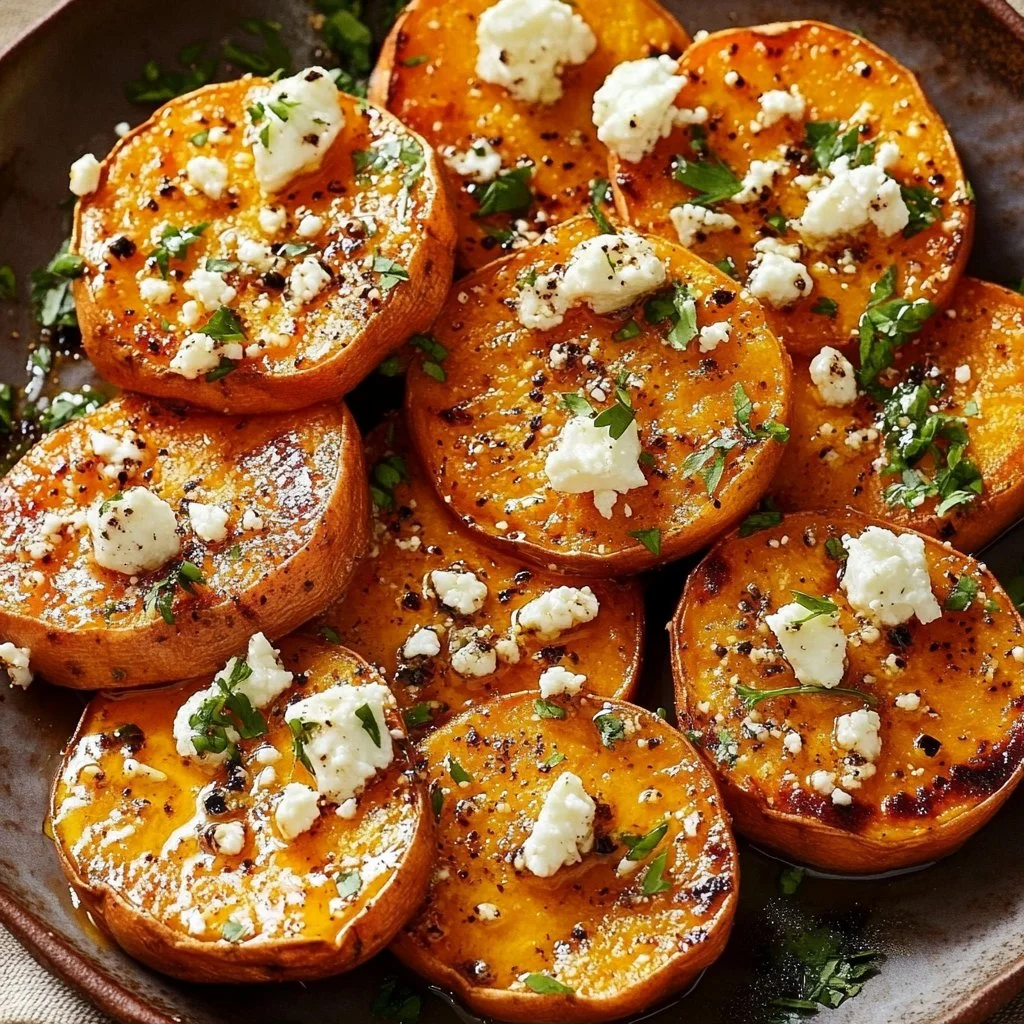 Roasted Sweet Potato Rounds with Honey & Feta
