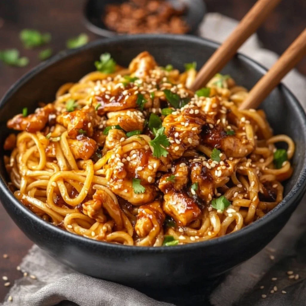 Sticky Garlic Chicken Noodles
