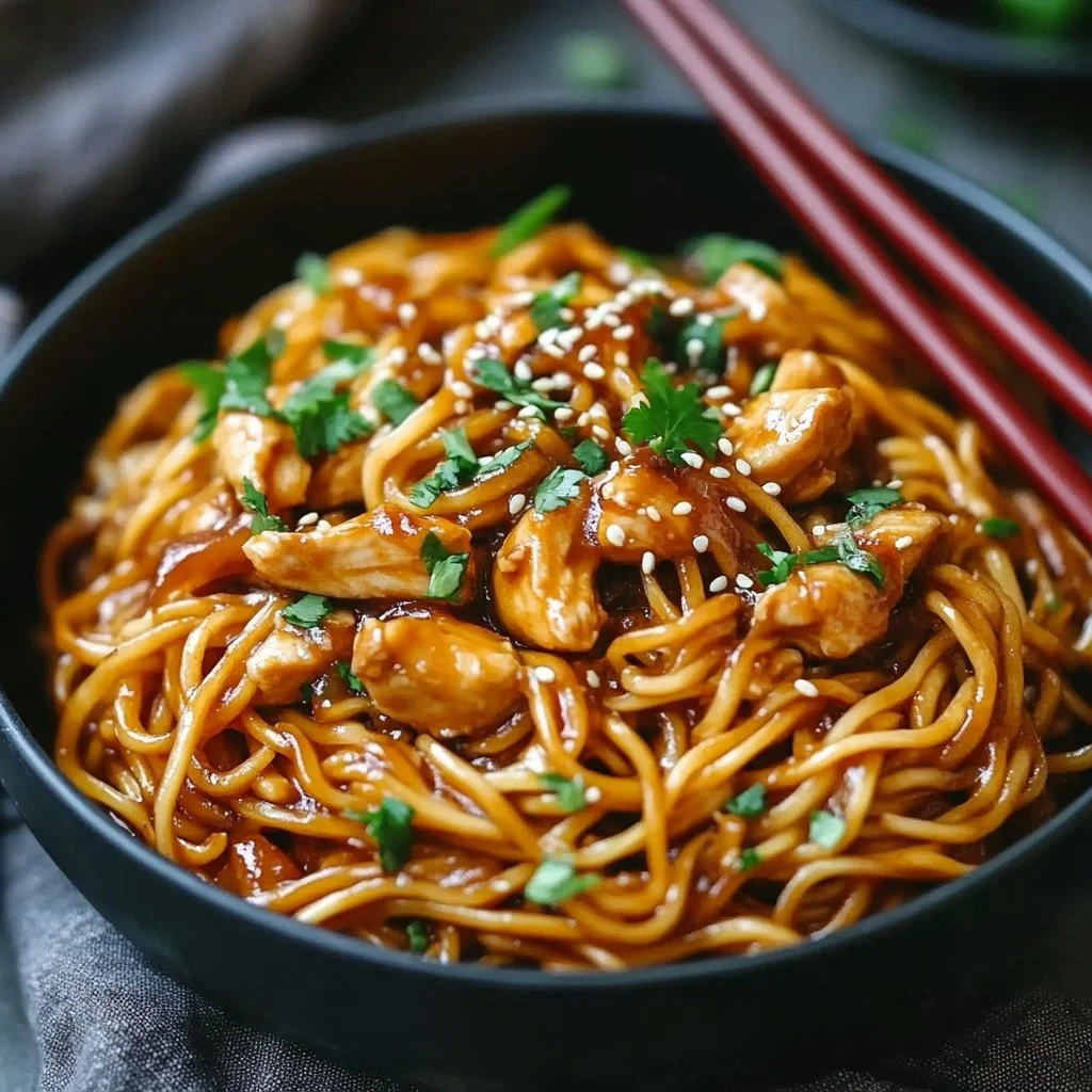 Sticky Garlic Chicken Noodles