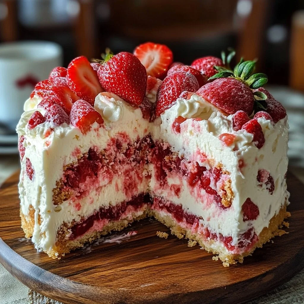 Strawberry Earthquake Cake