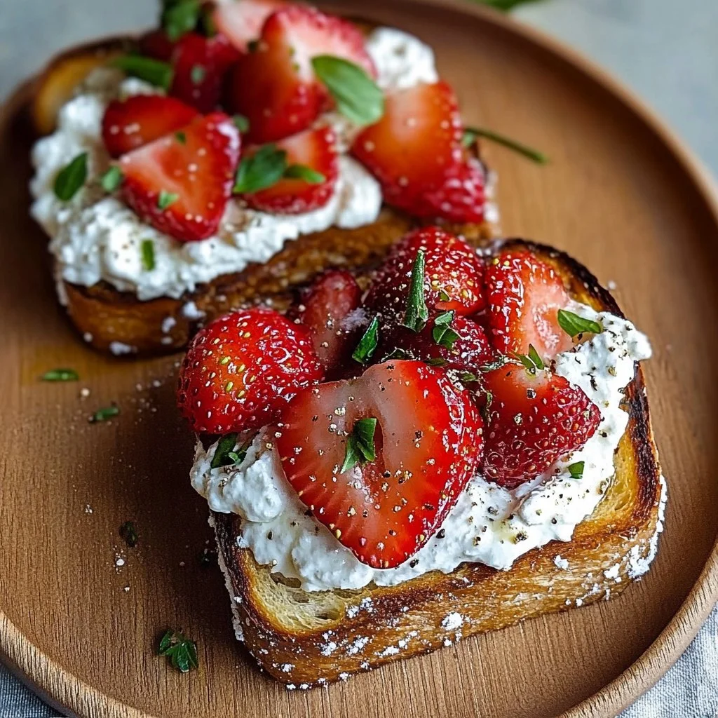 Roasted Strawberry Whipped Ricotta Toast