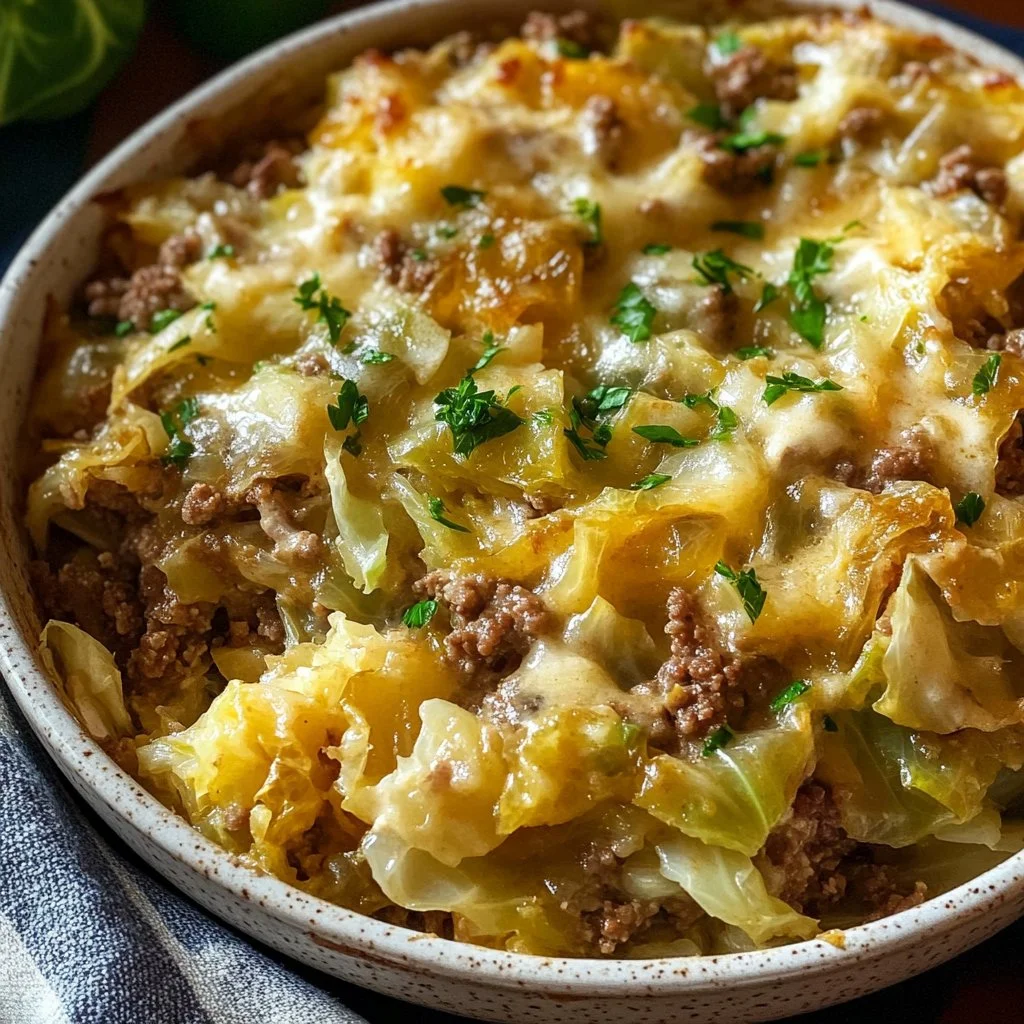 Creamed Cabbage and Ground Beef Casserole