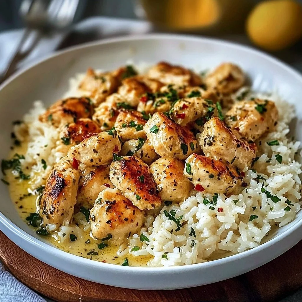Chicken Scampi with Creamy Garlic Parmesan Rice