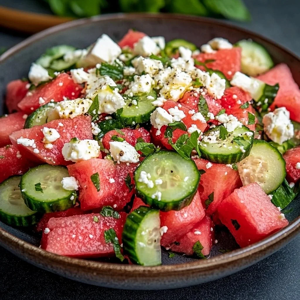 Chilled Watermelon, Feta, and Cucumber Salad