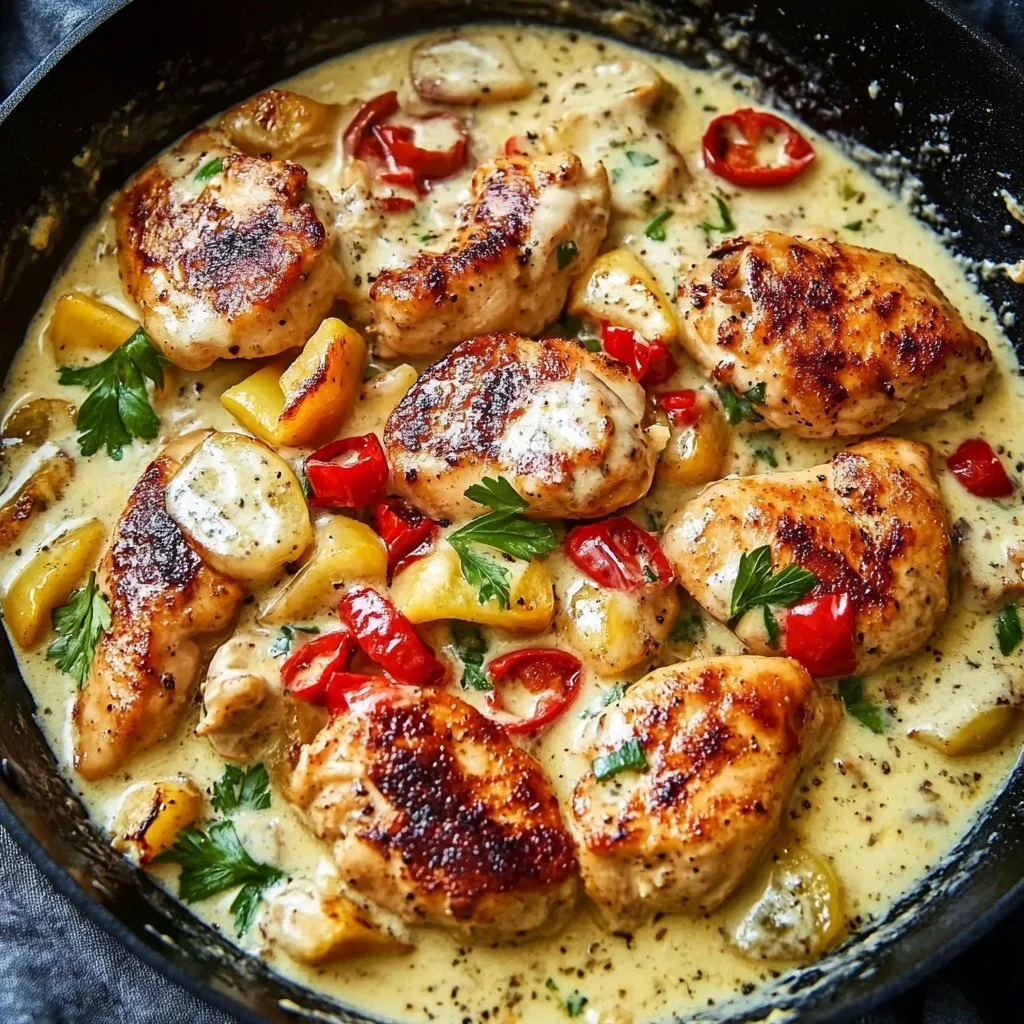 Creamy Banana Pepper Chicken Skillet