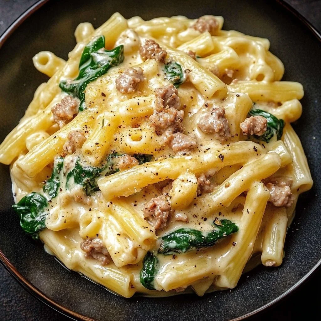 Creamy Ground Turkey Spinach Pasta
