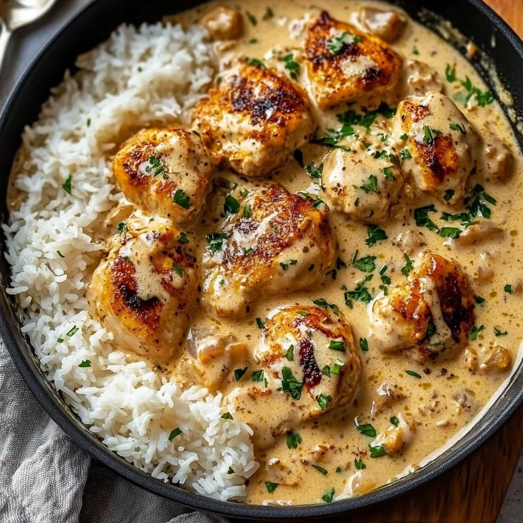 Creamy Smothered Chicken and Rice