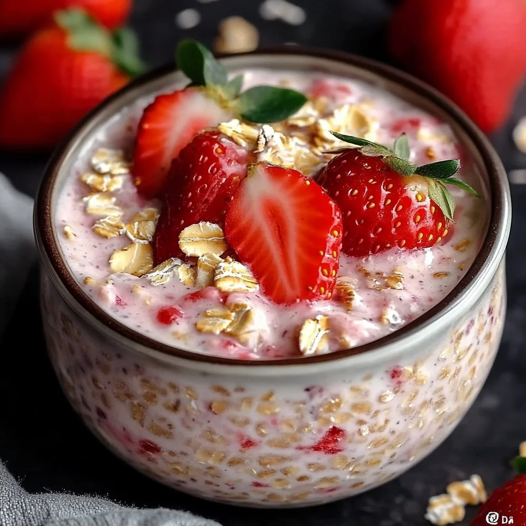 Easy Strawberries and Cream Overnight Oats