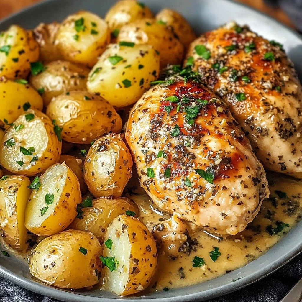 Crock Pot Parmesan Garlic Chicken and Potatoes