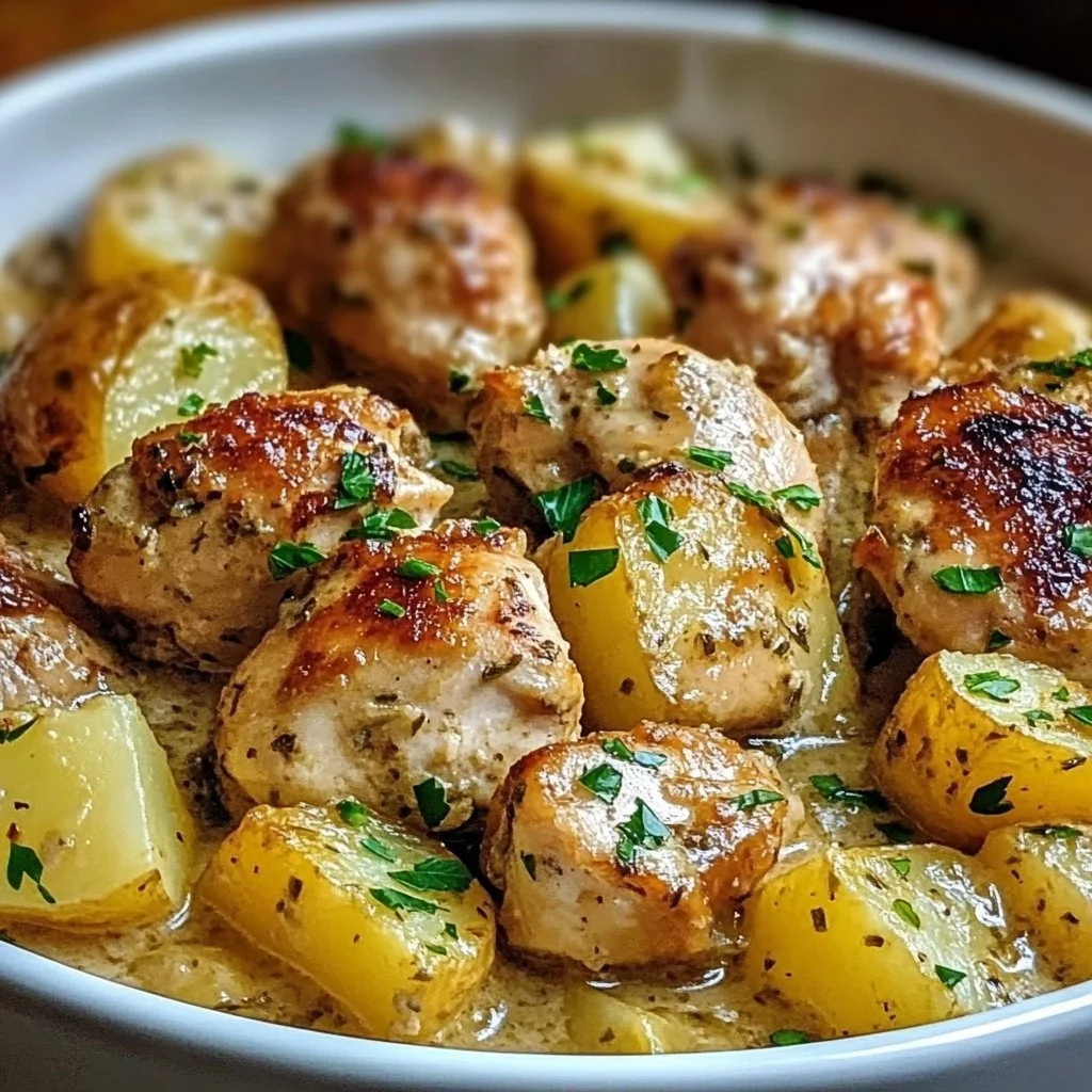 Garlic Parmesan Crockpot Chicken and Potatoes