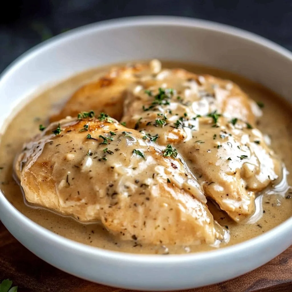 Easy Crockpot Chicken with Creamy Gravy