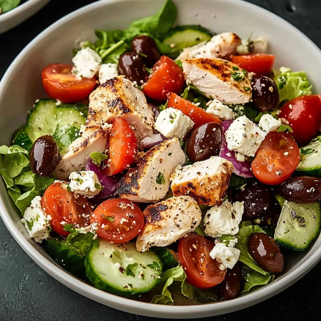 Fresh Greek Salad with Chicken