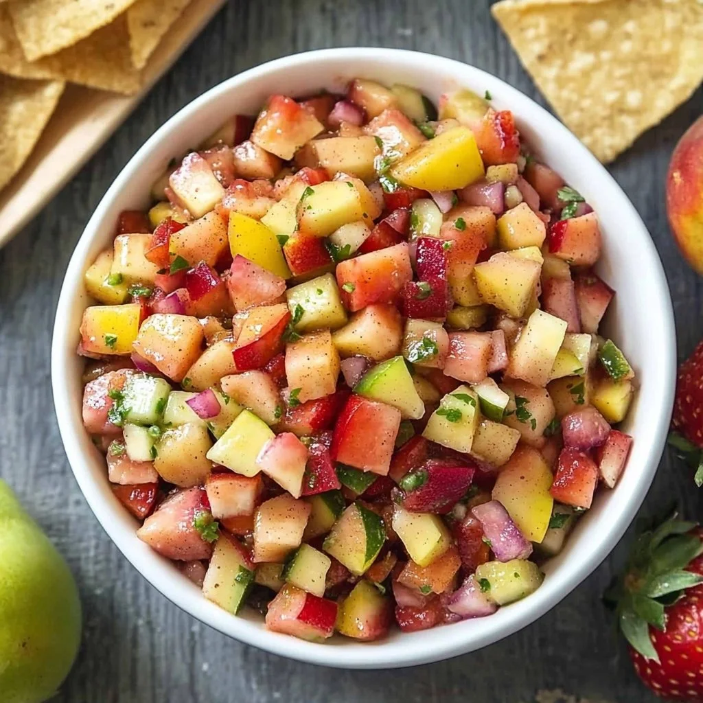 Fruit Salsa with Cinnamon Sugar Pita Chips