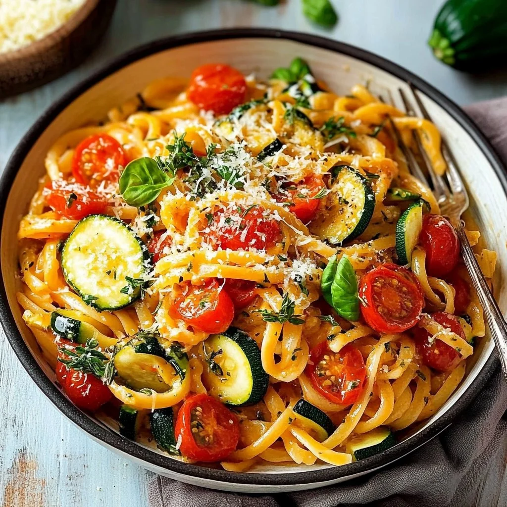 Fresh Garden Tomato Zucchini Pasta