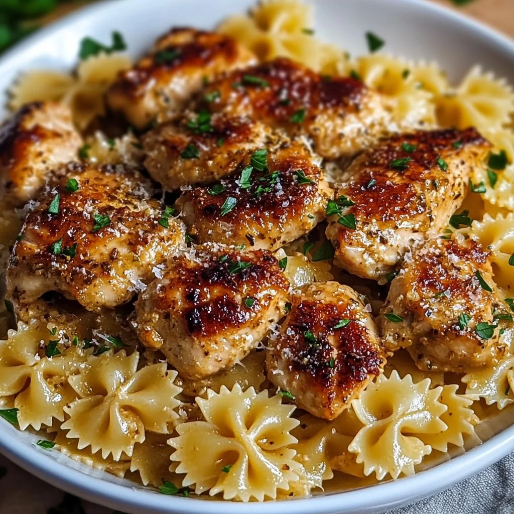 Garlic Butter Chicken with Bowtie Pasta