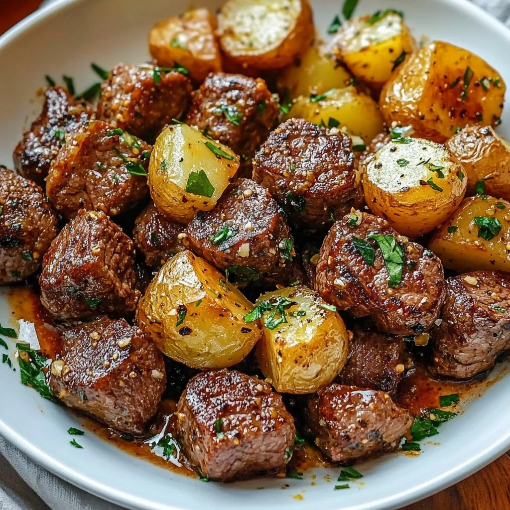 Garlic Steak Bites and Potatoes
