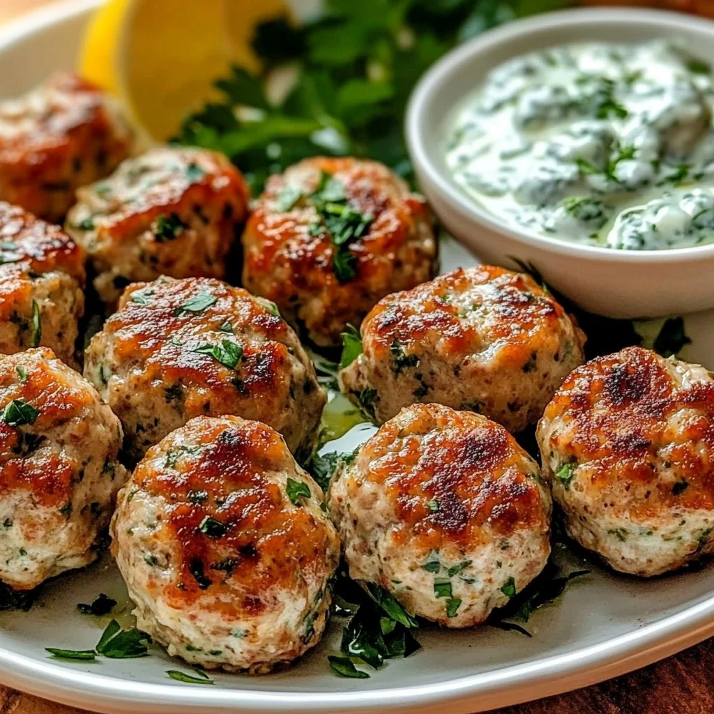 Greek Turkey Meatballs with Tzatziki