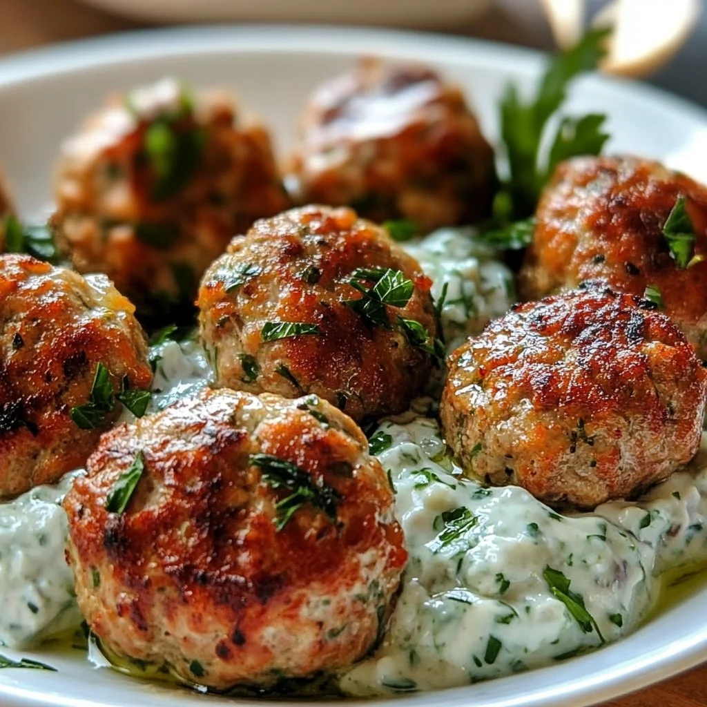 Greek Turkey Meatballs with Tzatziki