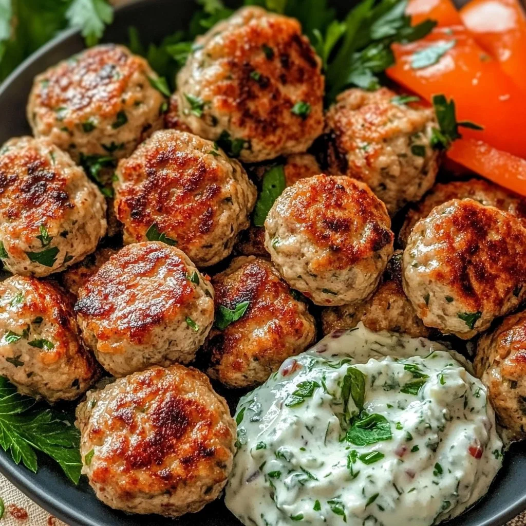 Greek Turkey Meatballs with Tzatziki