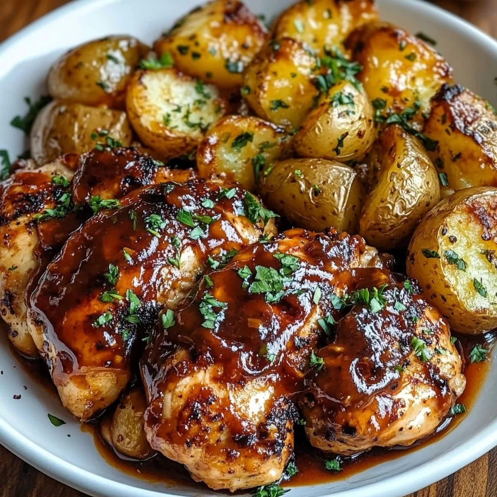 Honey BBQ Chicken with Cheesy Potatoes