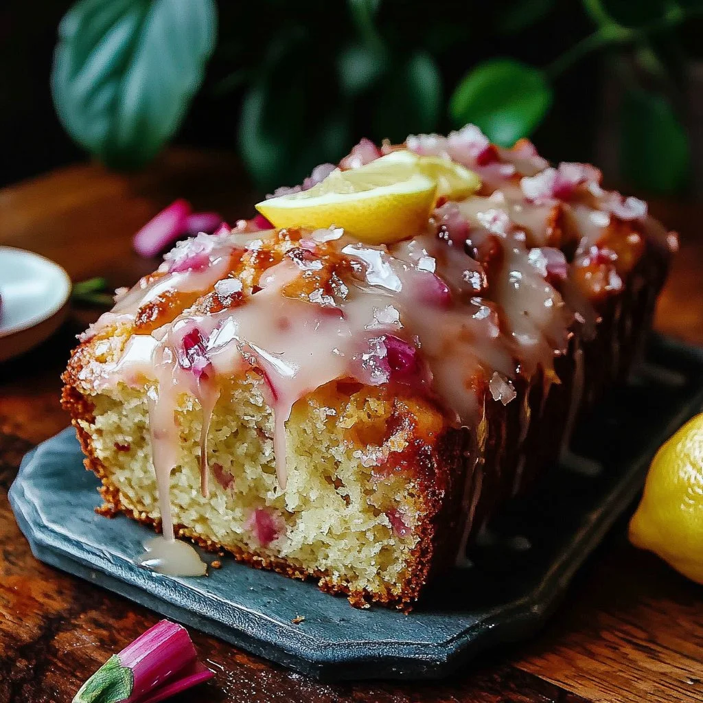 Lemon Rhubarb Loaf with Glaze