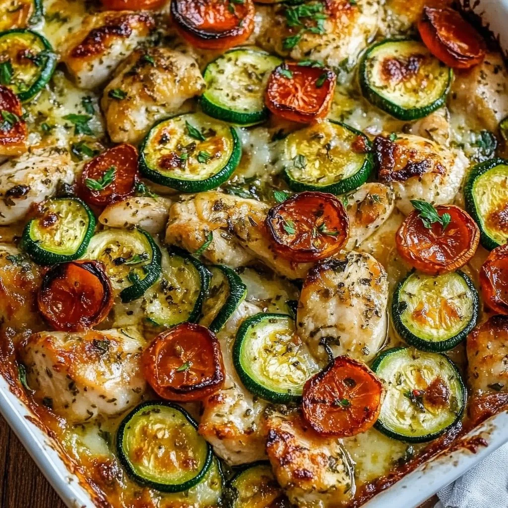 Mediterranean Chicken Zucchini Bake