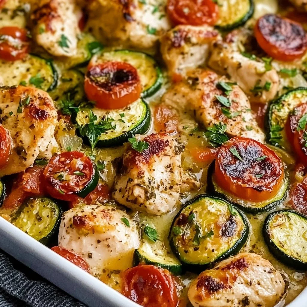 Mediterranean Chicken Zucchini Bake